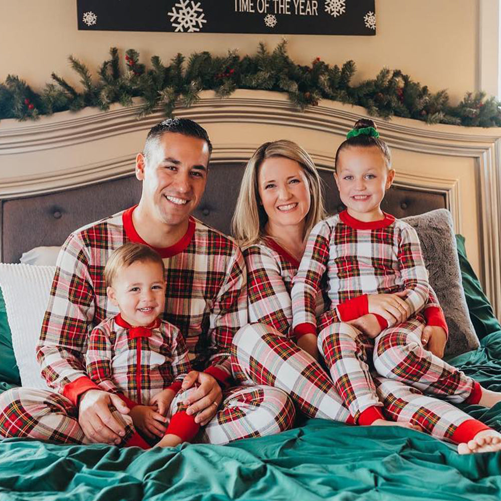 Mixed color plaid  Matching Family Pajamas Set (with Pet Dog Clothes) - Xmaspajamas