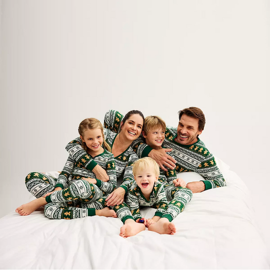 Green Gingerbread Family Christmas Matching Pajamas sets - Xmaspajamas