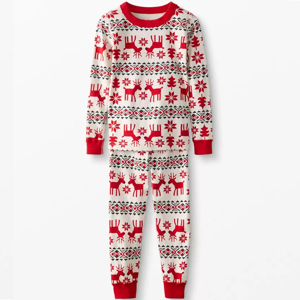 Christmas Deer and Snowflake Family Matching Pajamas Set (with Pet's dog clothes) - Xmaspajamas