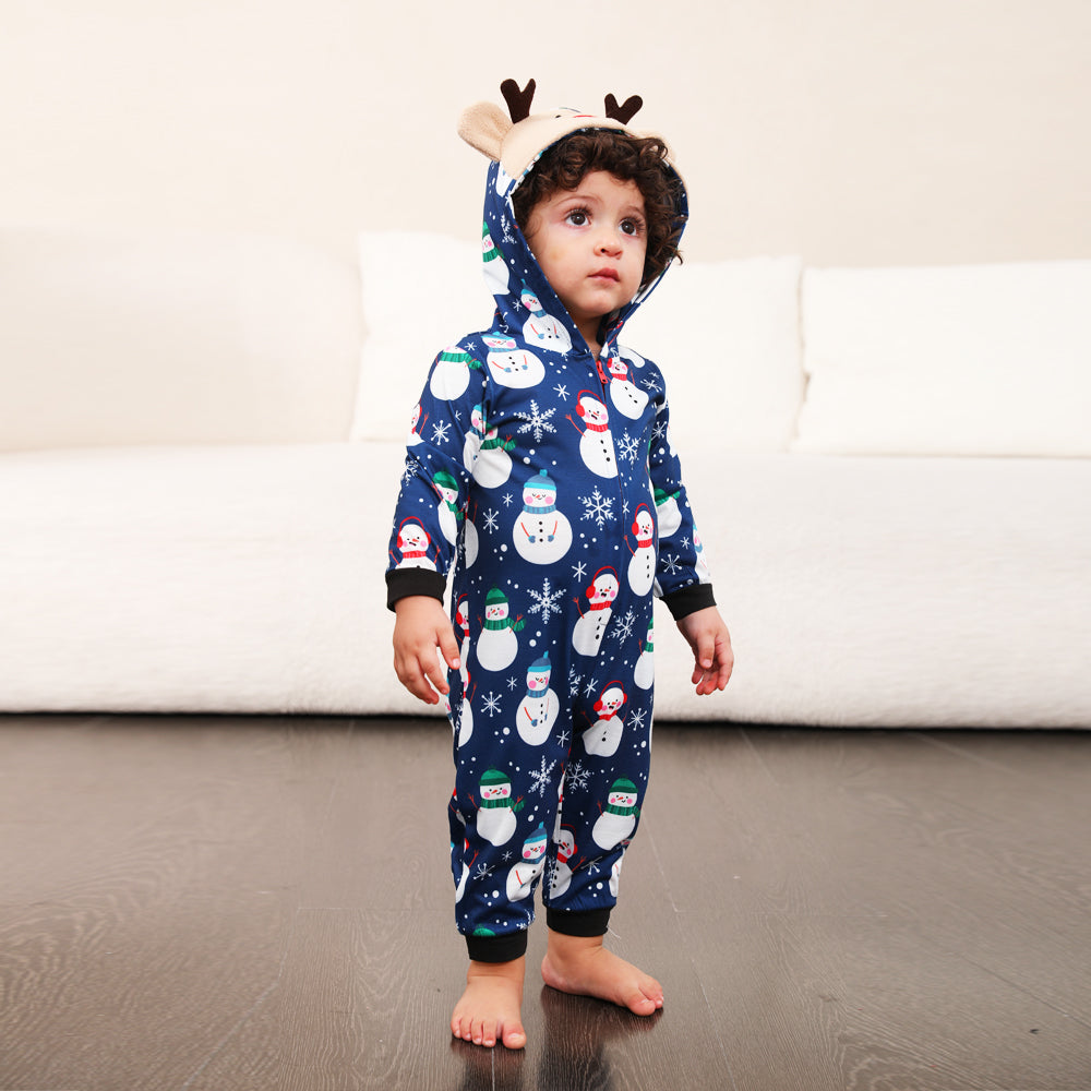 Blue Snowman Family Matching Pajamas Onesies - Xmaspajamas