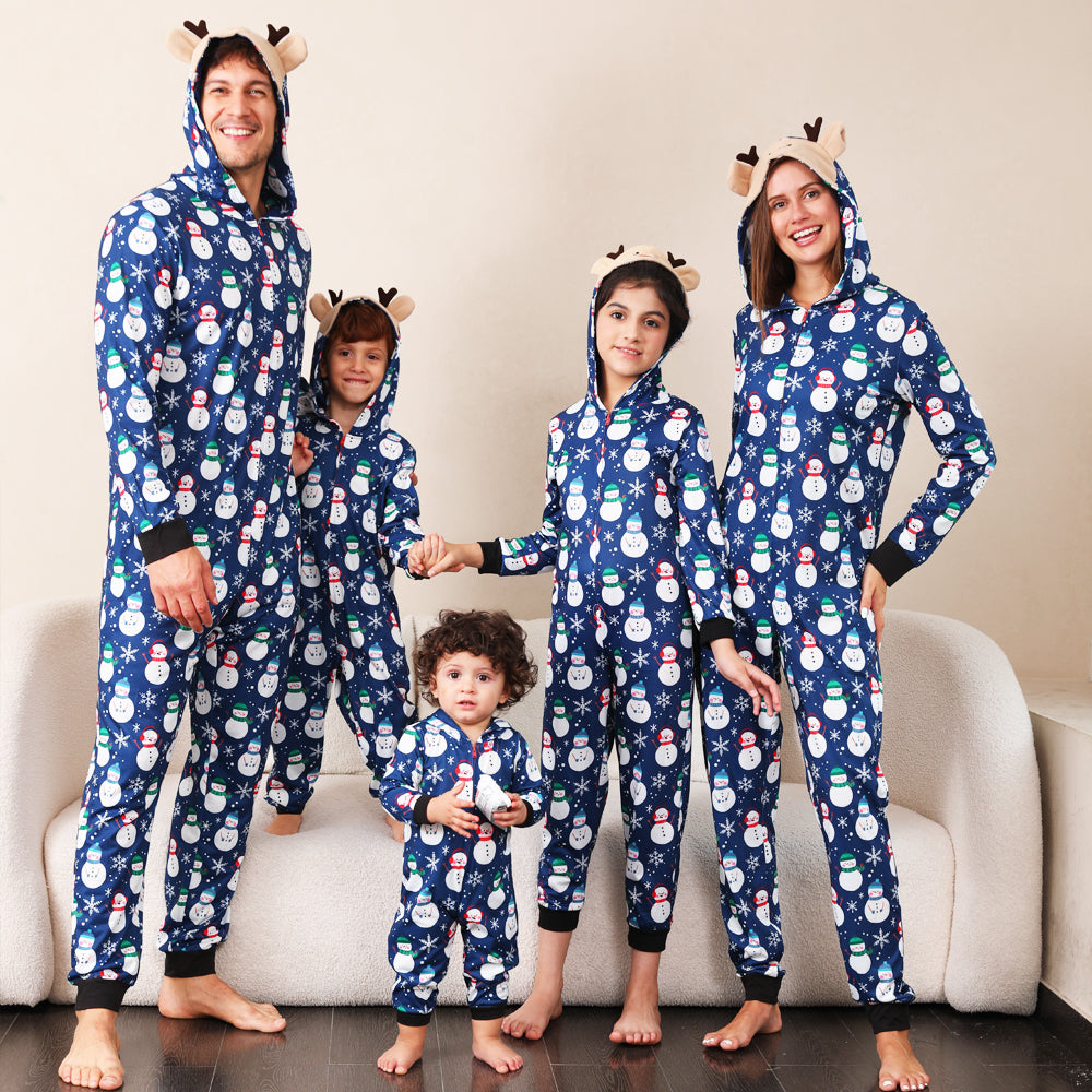 Blue Snowman Family Matching Pajamas Onesies - Xmaspajamas