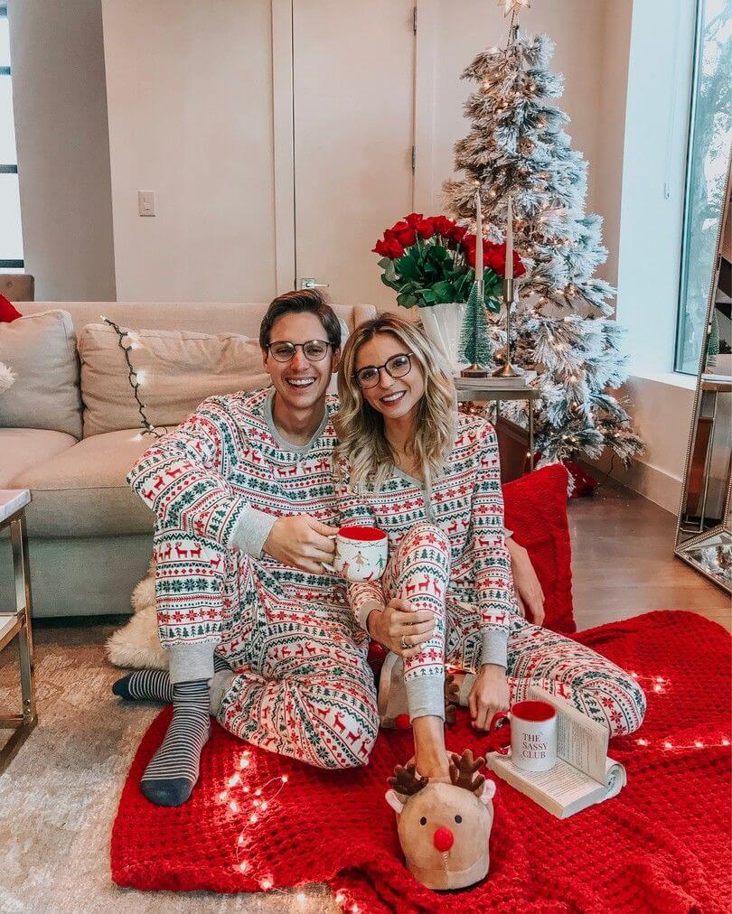 Christmas Tree and Reindeer Patterned Family Matching Pajamas Sets(with Pet Dog Clothes) - Xmaspajamas