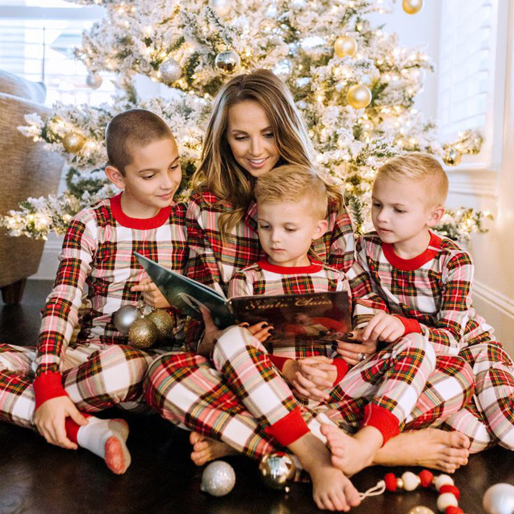 Mixed color plaid  Matching Family Pajamas Set (with Pet Dog Clothes) - Xmaspajamas