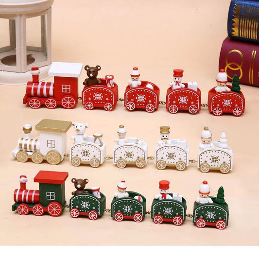 Christmas Train Wood for Home Holiday Party Christmas Decoration kid toys gift new year Ornament - Xmaspajamas