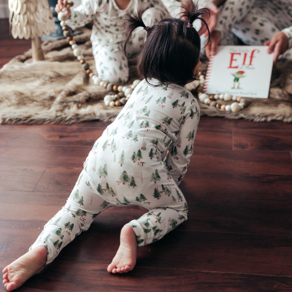 White Little Christmas Tree Family Matching Pajamas Sets (With Pet Dog's Pj's) - Xmaspajamas