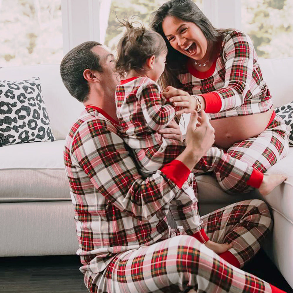 Mixed color plaid  Matching Family Pajamas Set (with Pet Dog Clothes) - Xmaspajamas