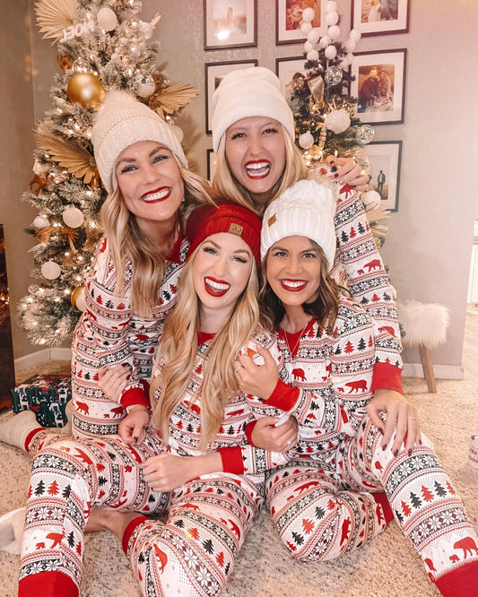 Cute Christmas Tree and Bear Pattern Family Matching Pajamas Set - Xmaspajamas