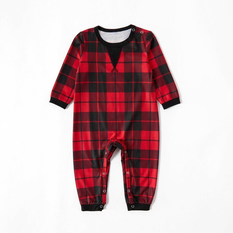 Christmas Black-Red Plaid Family Matching Pajamas Set (with Pet Dog Clothes) - Xmaspajamas