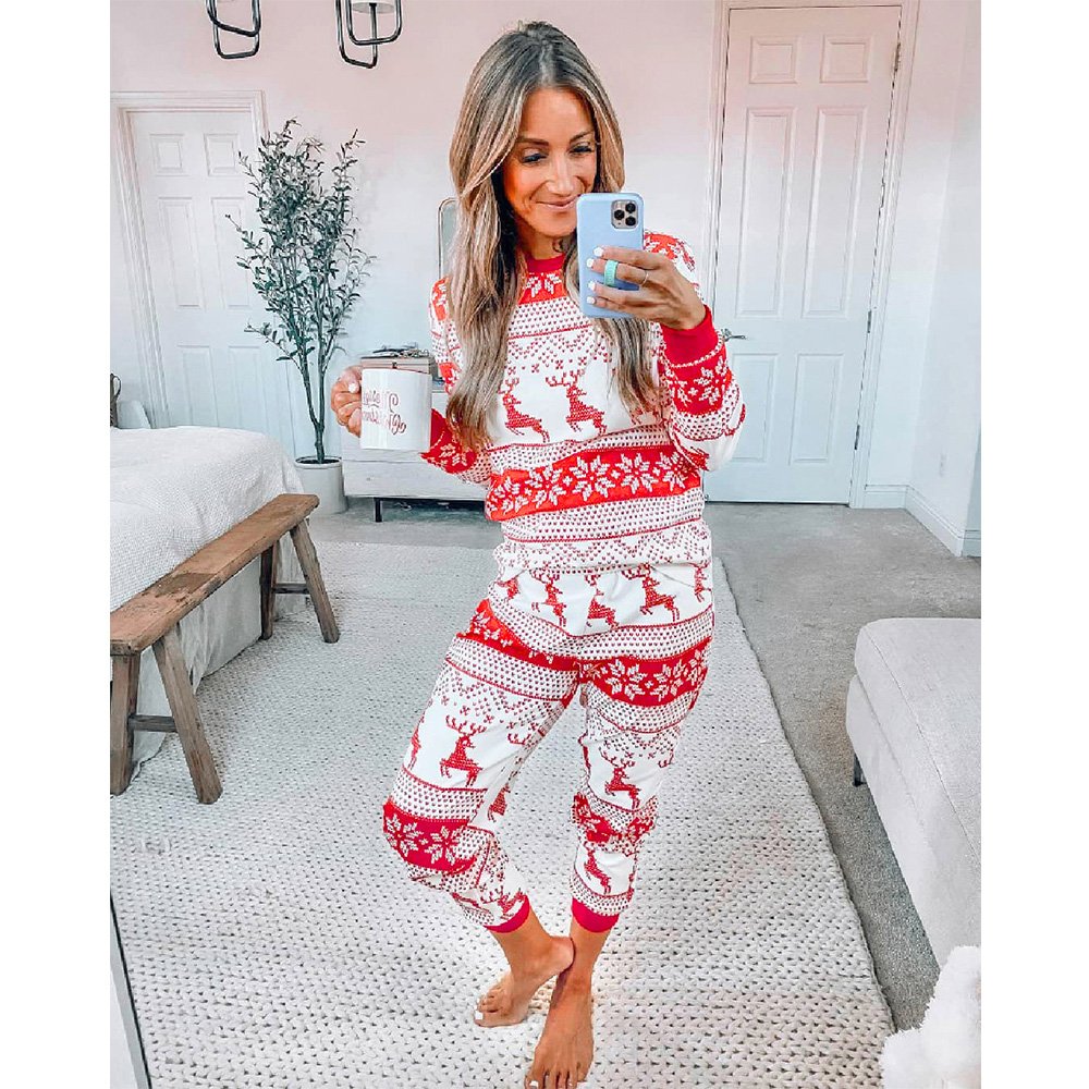 Cute Reindeer Print Christmas Family Pajamas Set - Xmaspajamas