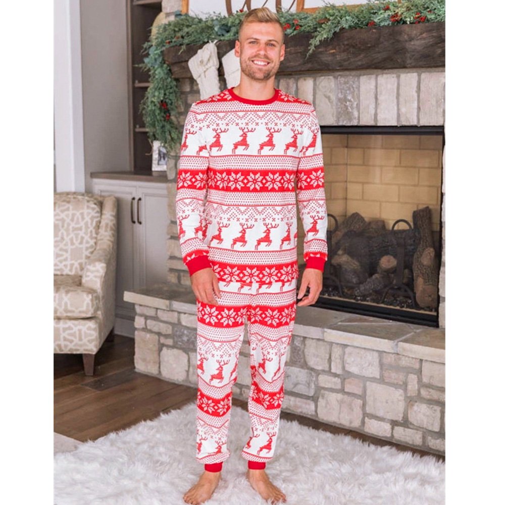 Reindeer Print Stitching Christmas Family Pajamas Set - Xmaspajamas