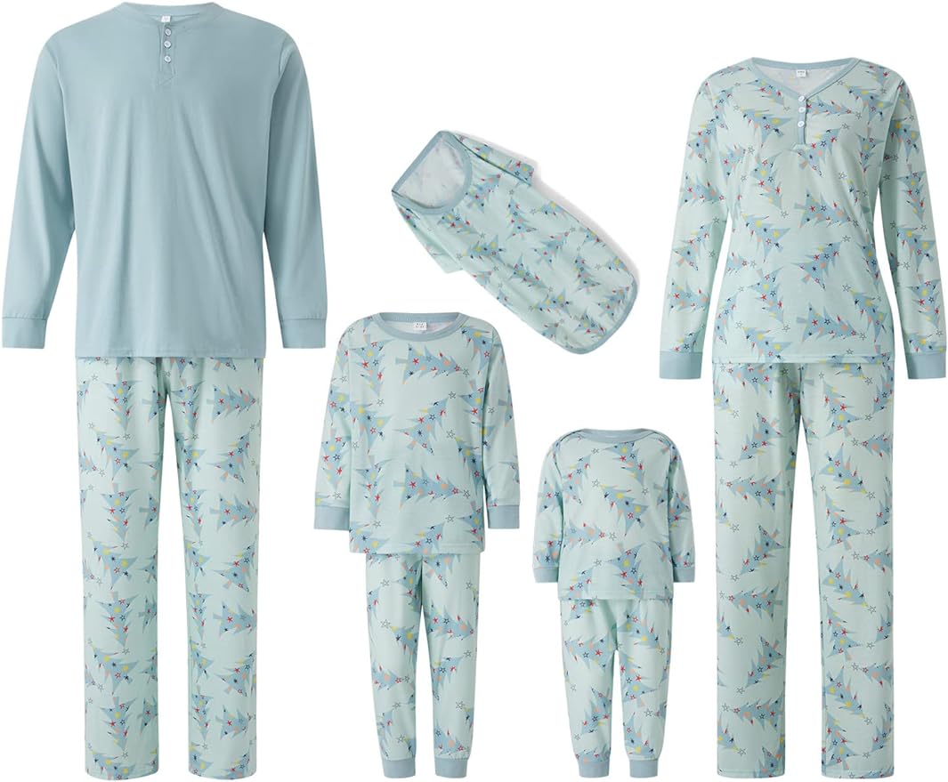 Holly Trees Family Matching Pajamas(with Pet's dog clothes) - Xmaspajamas