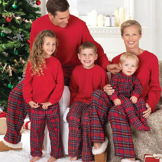 Stewart Plaid Christmas Family Matching Pajamas Set (with Pet's dog clothes) - Xmaspajamas