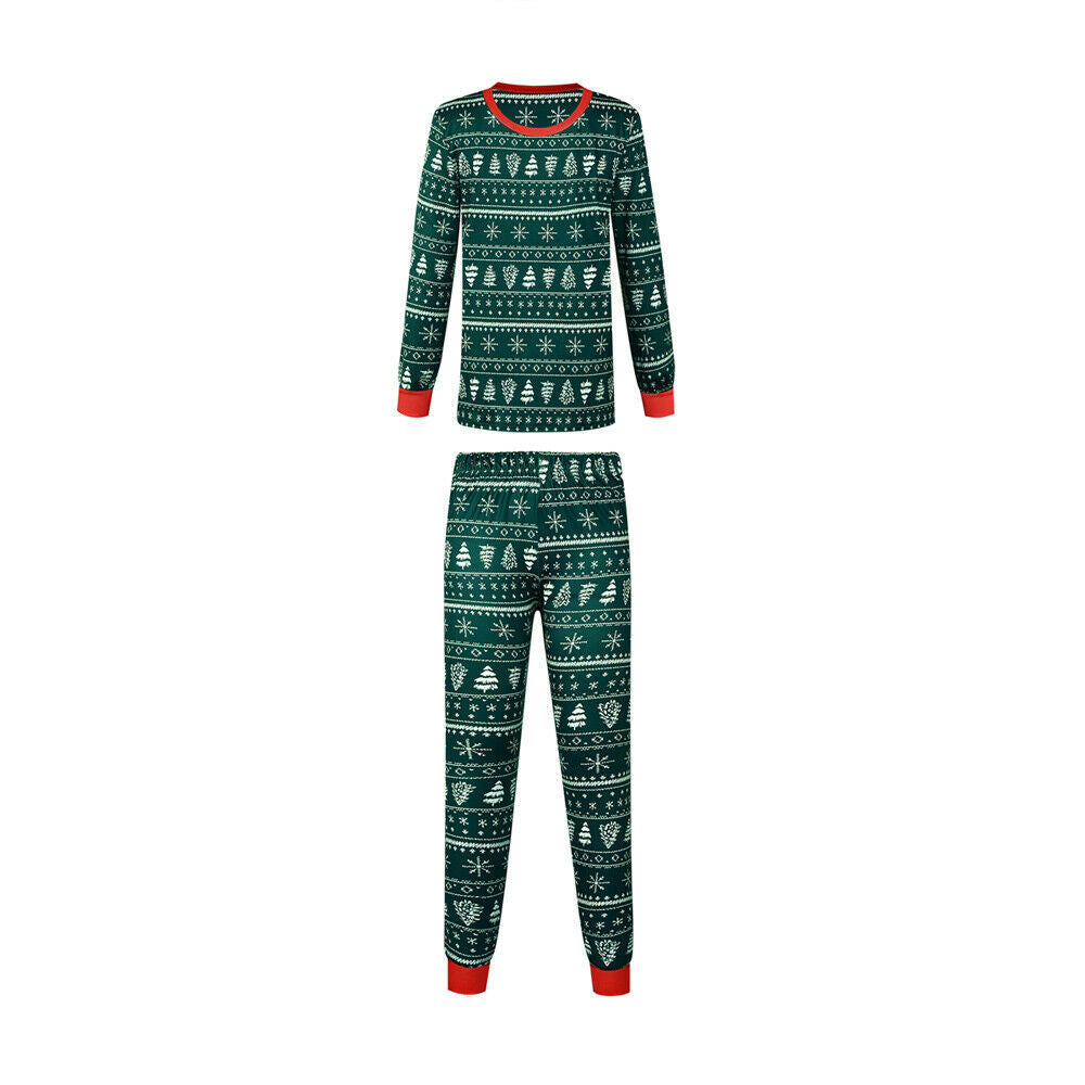 Green Christmas Tree Patterned Family Matching Pajamas Sets(with Pet's dog clothes) - Xmaspajamas