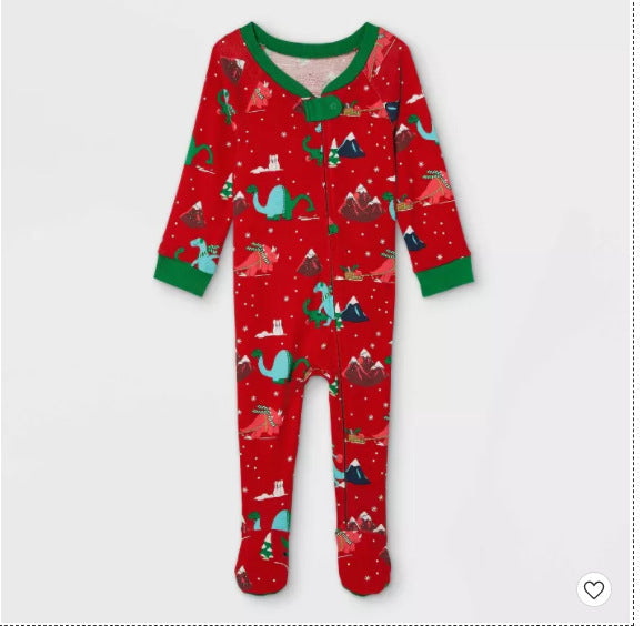 Red Cute Dinosaur  Pattern Family Matching Pajamas Sets - Xmaspajamas