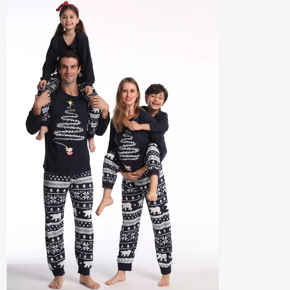 Black Christmas Tree Print Family Matching Pajamas Sets - Xmaspajamas