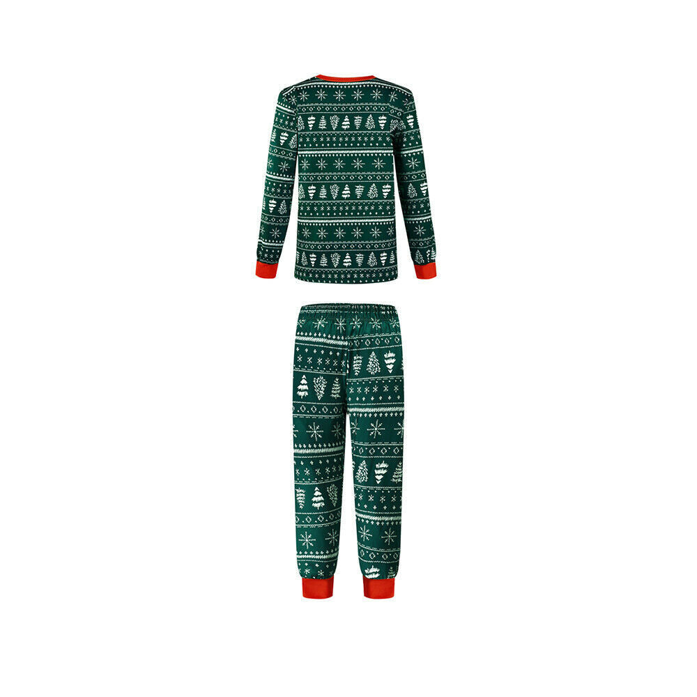 Green Christmas Tree Patterned Family Matching Pajamas Sets(with Pet's dog clothes) - Xmaspajamas