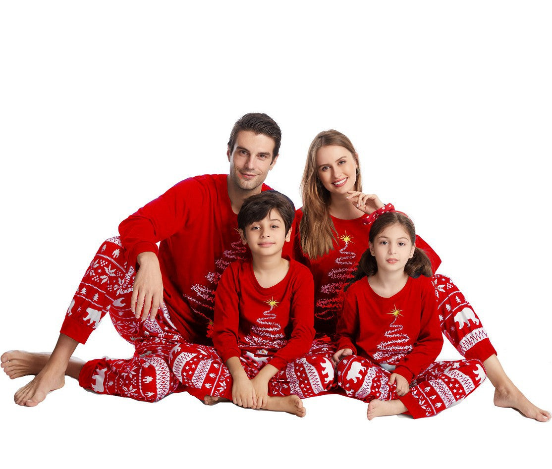 Red Christmas Tree Print Family Matching Pajamas Sets - Xmaspajamas