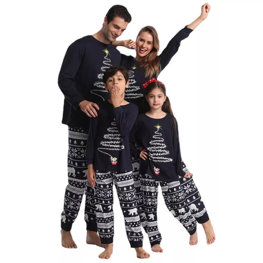 Black Christmas Tree Print Family Matching Pajamas Sets - Xmaspajamas