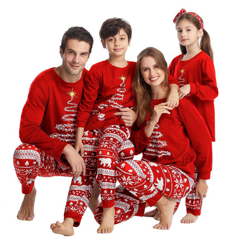 Red Christmas Tree Print Family Matching Pajamas Sets - Xmaspajamas