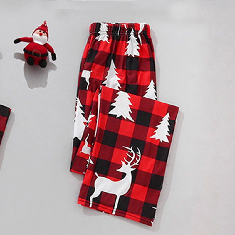 Red Plaid Christmas Tree Pattern Family Matching Pajamas Sets (with Pet's dog clothes) - Xmaspajamas