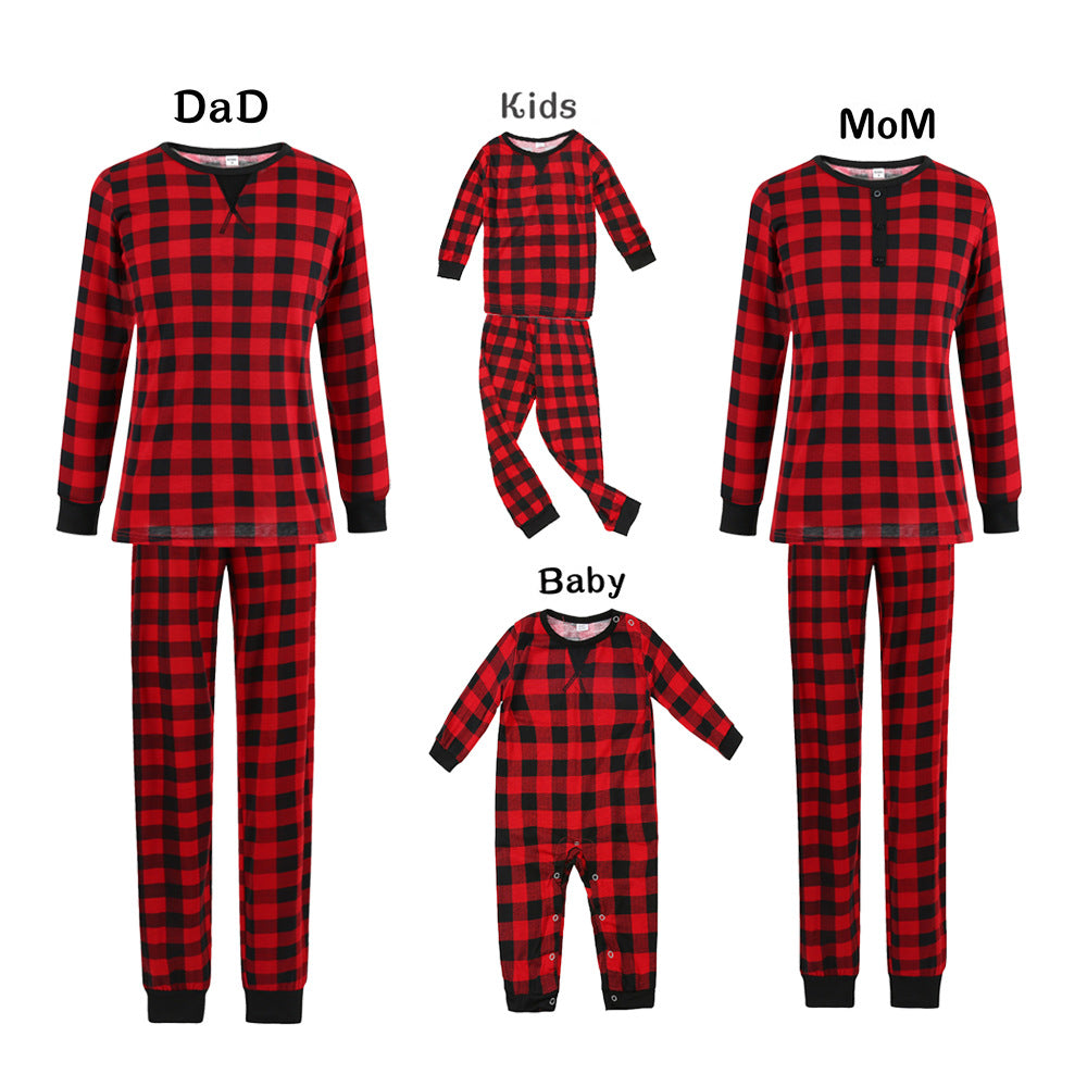 Christmas Black-Red Plaid Family Matching Pajamas Set (with Pet Dog Clothes) - Xmaspajamas