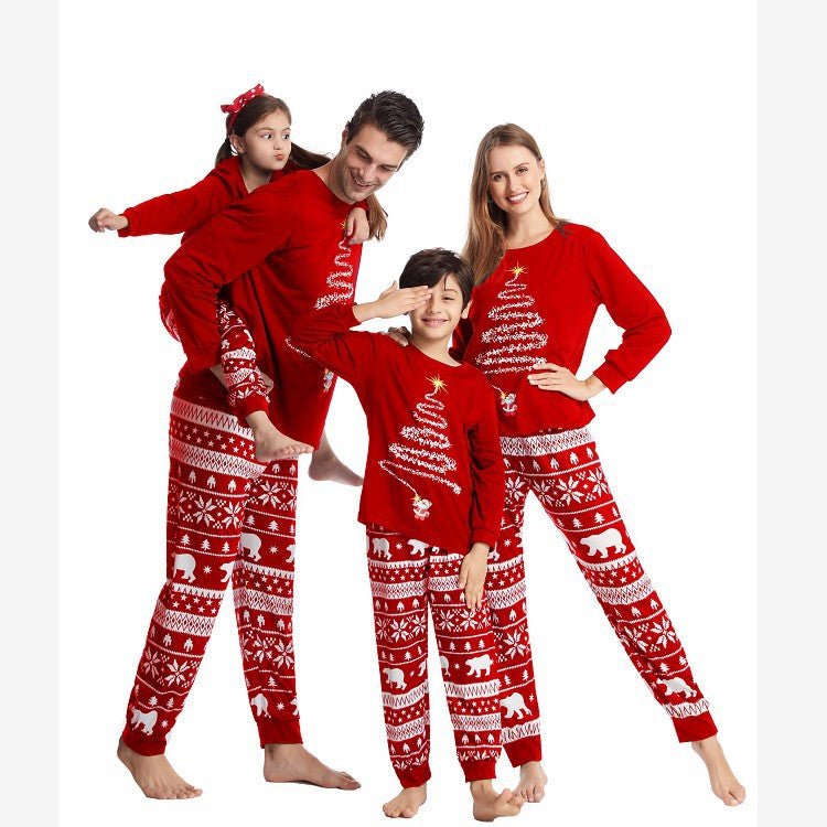 Red Christmas Tree Print Family Matching Pajamas Sets - Xmaspajamas