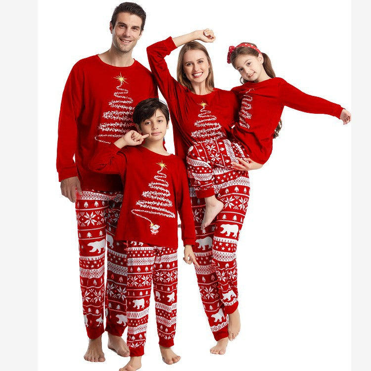 Red Christmas Tree Print Family Matching Pajamas Sets - Xmaspajamas