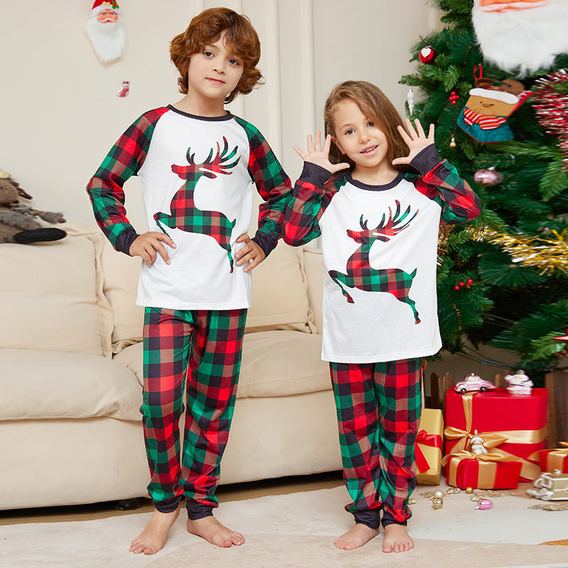 Christmas Checkered Deer Family Matching Pajamas Sets (with Pet's) - Xmaspajamas