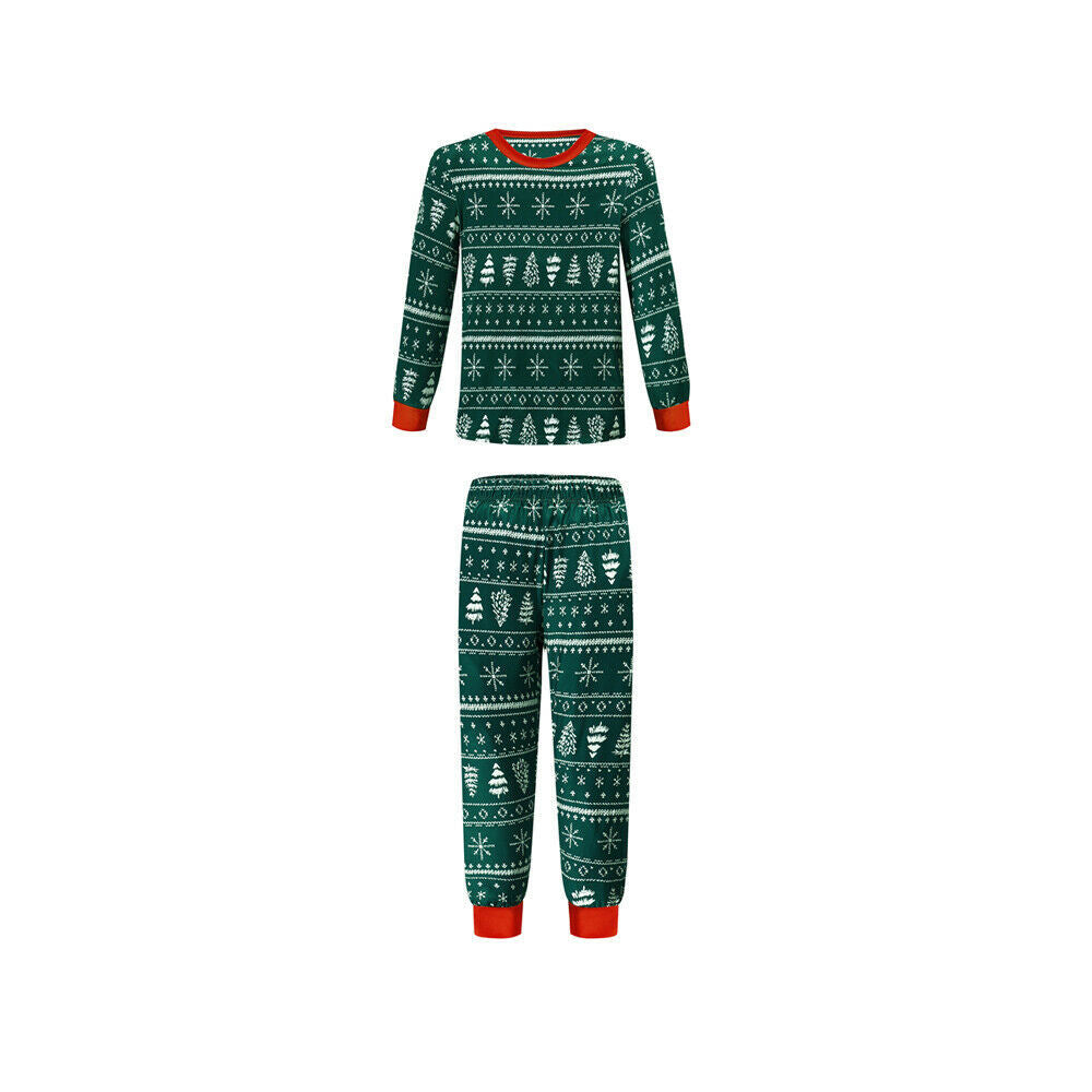 Green Christmas Tree Patterned Family Matching Pajamas Sets(with Pet's dog clothes) - Xmaspajamas