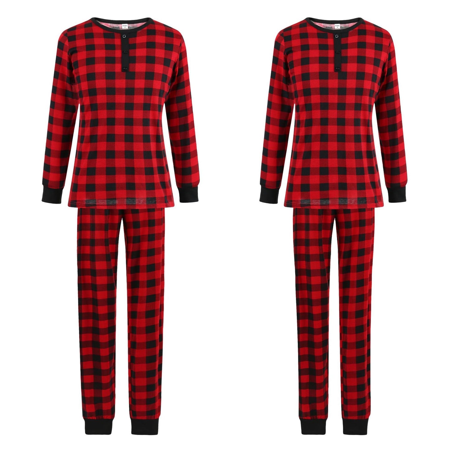 Christmas Black-Red Plaid Family Matching Pajamas Set (with Pet Dog Clothes) - Xmaspajamas