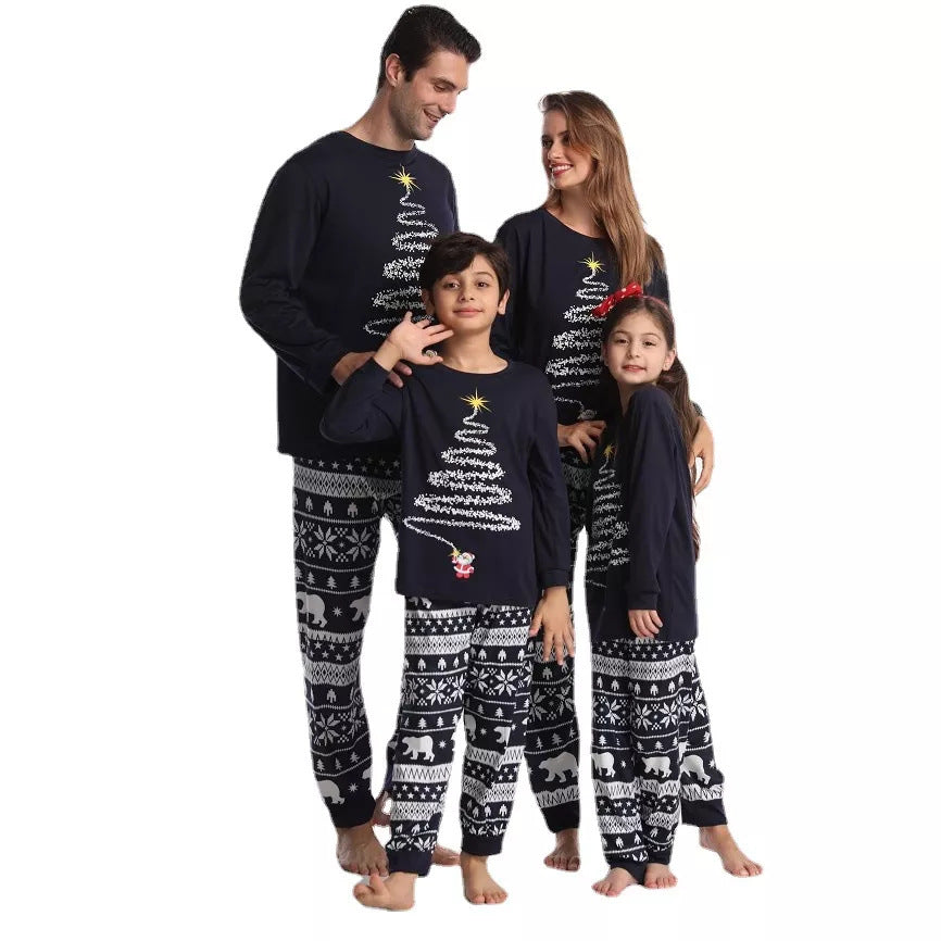 Black Christmas Tree Print Family Matching Pajamas Sets - Xmaspajamas