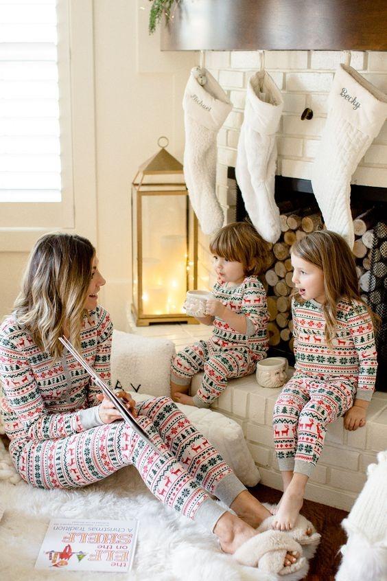 Christmas Tree and Reindeer Patterned Family Matching Pajamas Sets(with Pet Dog Clothes) - Xmaspajamas