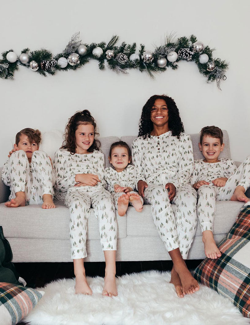 White Little Christmas Tree Family Matching Pajamas Sets (With Pet Dog's Pj's) - Xmaspajamas